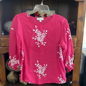Anneliese dark pink Tunic with White Floral Embroidery size S